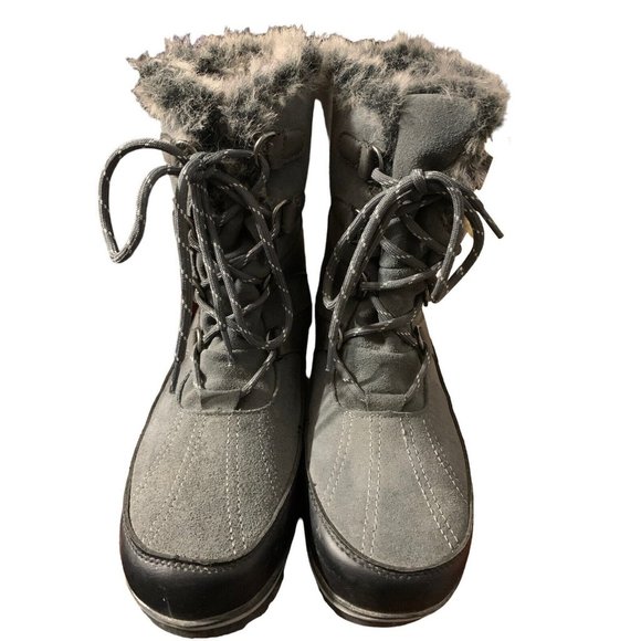 Womens Champion Winter Snow Black Gray Boots, Size 11 - Picture 1 of 4
